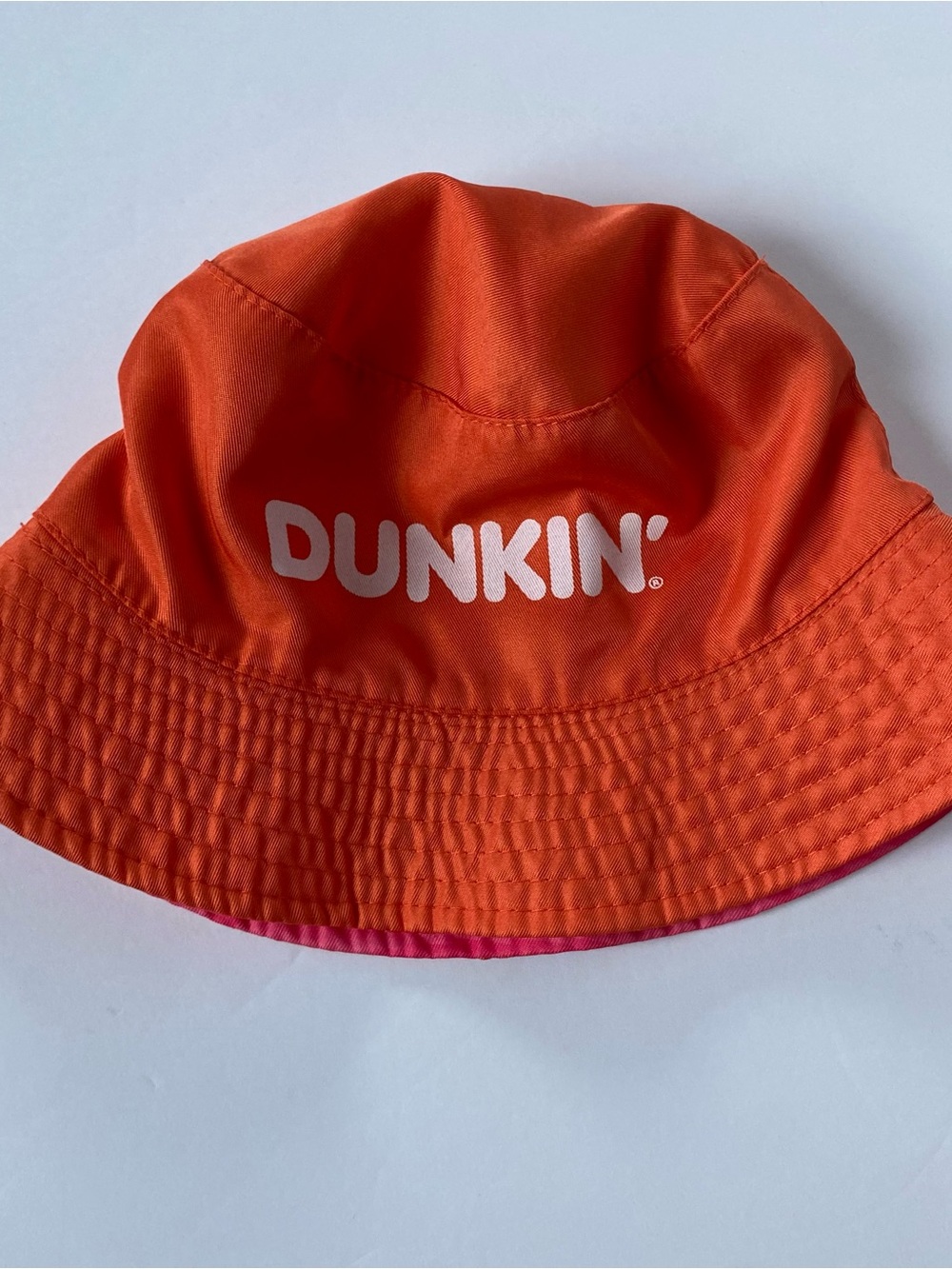 New Dunkin Donuts Bucket Hat Reversible Orange Pink logo Summer One Size Adult